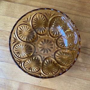 Amber Pressed Glass Decorative Bowl